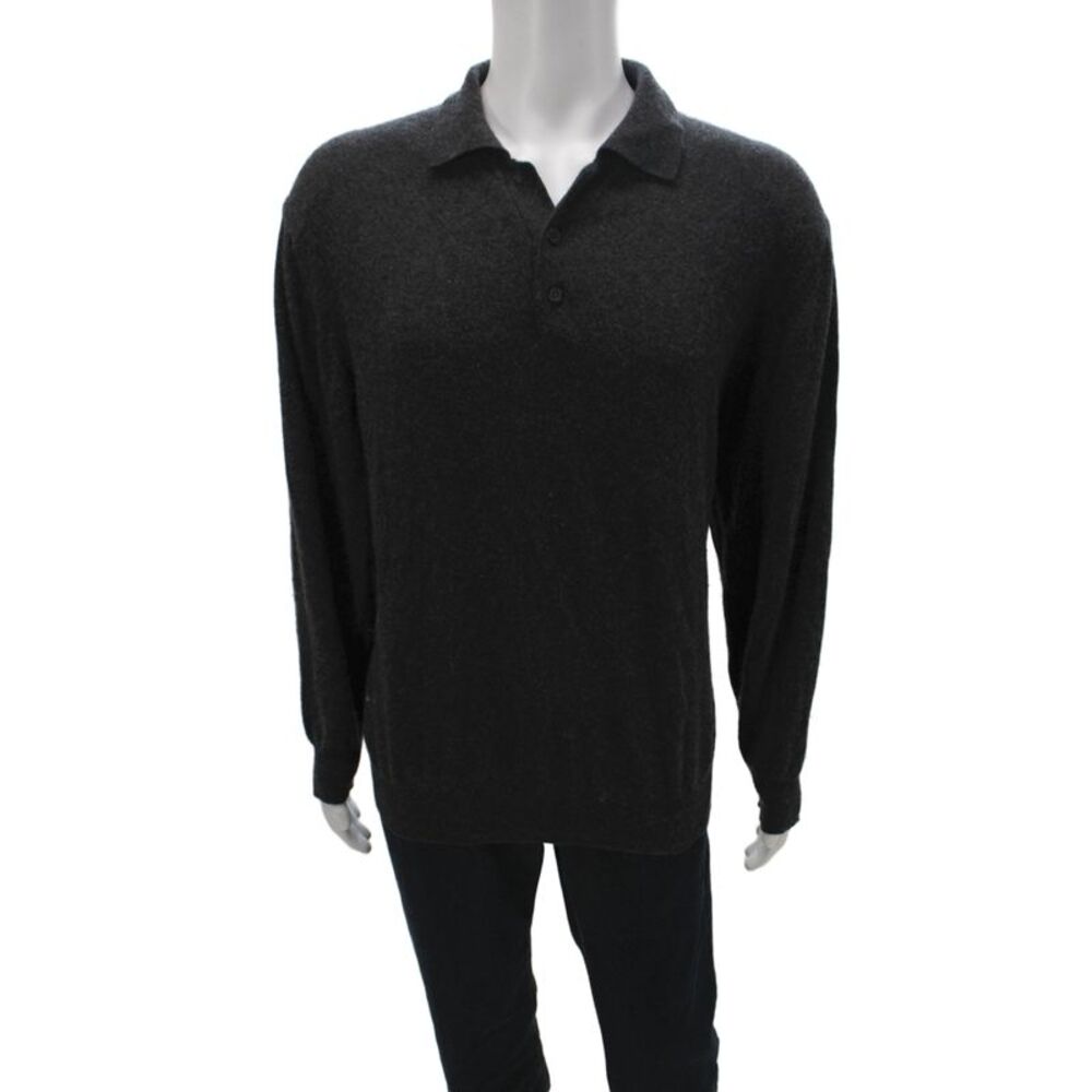 Kirkland Signature Men Pullover Cashmere Gray Collared Sweater Size XL